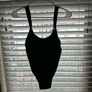 Xhilaration robbed black bathing suit with ruffled straps